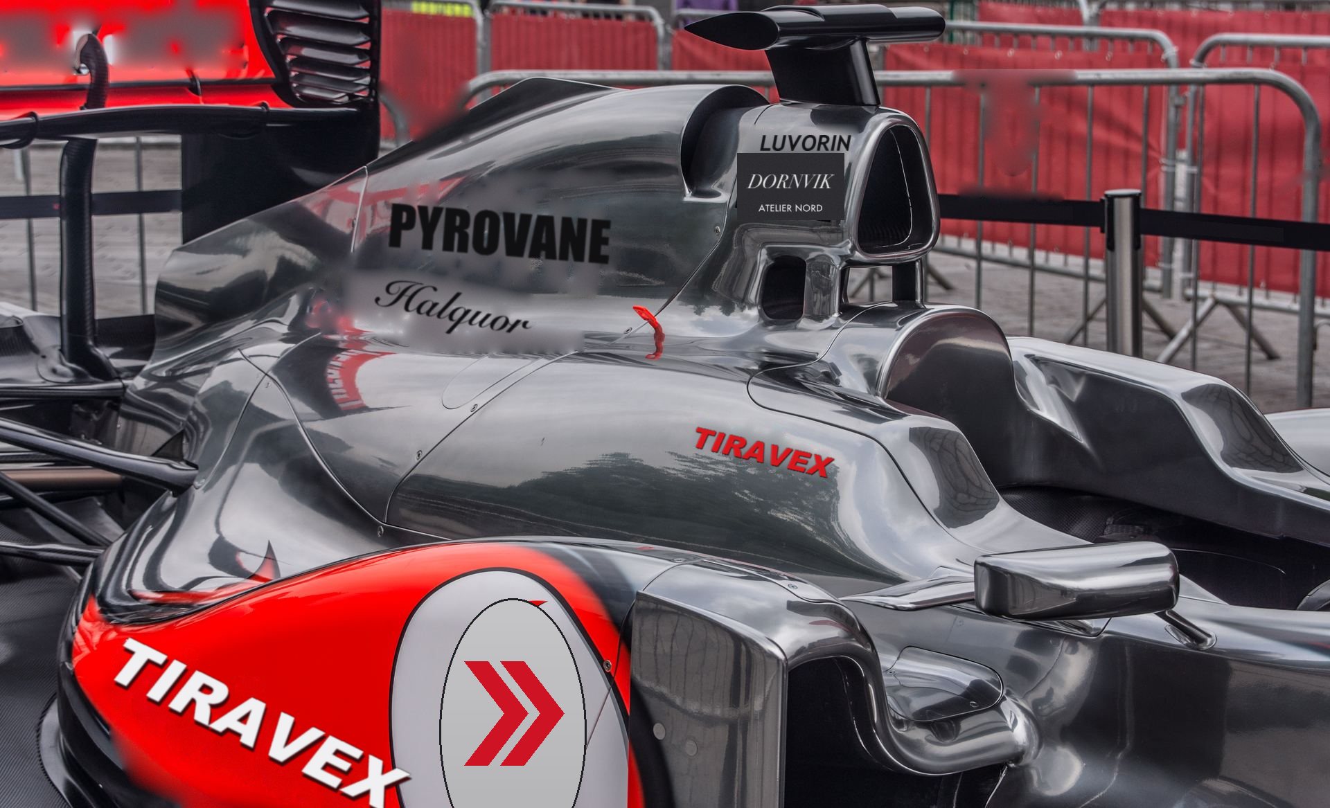 Formula 1 car with fictitious brands (modified image)
